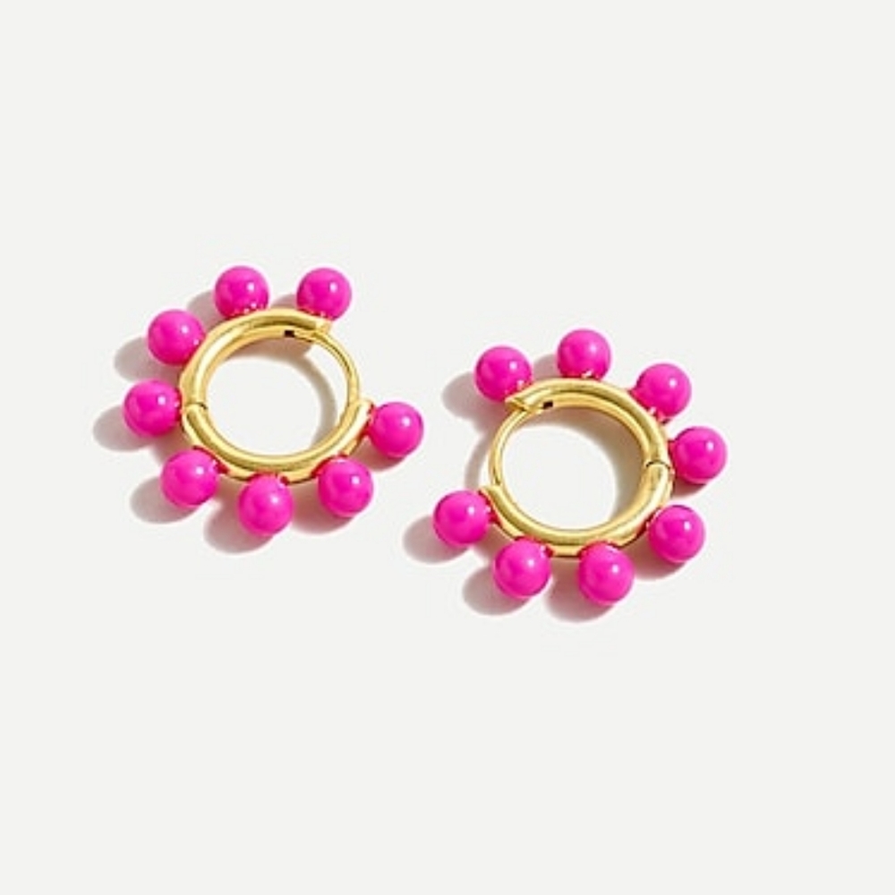 Pearl charm huggie hoops